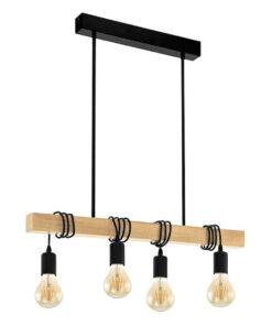 Závesná drevená lampa so 4mi päticami