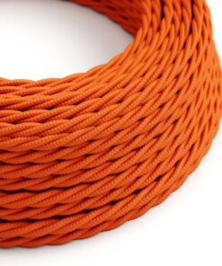 Kábel dvojžilový skrútený v podobe textilnej šnúry v pomarančovej farbe, umelý hodváb, 2 x 0.75mm, 1 meter