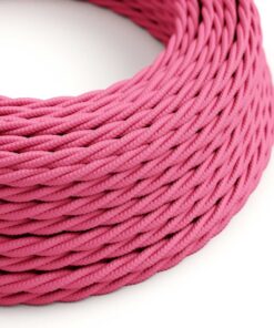 Kábel dvojžilový skrútený v podobe textilnej šnúry v tmavo ružovej farbe farbe, umelý hodváb, 2 x 0.75mm, 1 meter